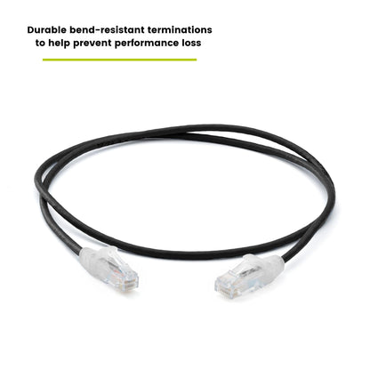 TRUECABLE Cat6 Component Rated Patch Cable, Unshielded (U/UTP), 3ft, Black, 28AWG Stranded Pure Copper, Snagless 10G High-Speed Ethernet Cable, PoE++ 4PPoE 100W, UL Listed, RoHS-3, 5 Pack