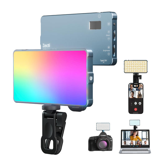 Selfie Light, 96 LED Phone Light with Metal Hotshoe & Clip, Rechargeable 2500K-8000K 360° Full Color 21 Scenes RGB Video Light for Phones, iPhone, Laptops, Cameras, Vlog, TikTok, Gifts for Women & Mom