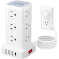 Power Strip with 12 Outlets 4 USB (1 USB C), 6.5Feet Extension Cord with Multiple Outlets, Charging Station, Power Strip Tower, Home Office Desk Supplies
