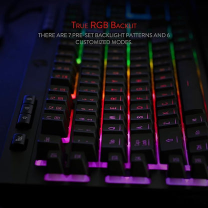 Redragon K512 Shiva RGB Backlit Membrane Gaming Keyboard with Multimedia Keys, Linear Mechanical-Feel Switch, 6 Extra On-Board Macro Keys, Dedicated Media Control, Detachable Wrist Rest