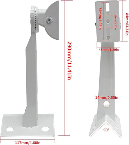 L-Shape Dome Camera Bracket, Wall Ceiling Mount for Security Dome Cameras, Wall Mount,Corner (Vertical Pole Bracket+Hoop 7.8 in )