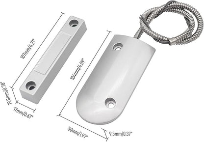 Magnetic Reed Switch Wired Surface Mount Normally Closed NC Contact Sensor Alarm Magnetic Door Switch with 2 Wires, Zinc Alloy Sliver, OC-60