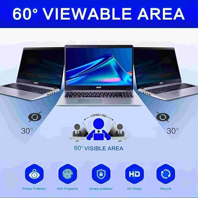 14-inch magnetic privacy screen, suitable for laptops with a 16:9 removable anti-glare filter, reduces blue light/compatible with HP, Dell, Acer, Asus, Samsung, Lenovo and other laptops.