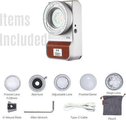 Harlowe RGBCW Photography Lighting 5W Mini Studio Light for Video Recording, Photography and Streaming, 1700K-10000K CRI/TLCI 96+, IP54, App Control, Iris 5 Spectra Creator Kit