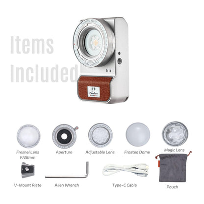 Harlowe RGBCW Photography Lighting 5W Mini Studio Light for Video Recording, Photography and Streaming, 1700K-10000K CRI/TLCI 96+, IP54, App Control, Iris 5 Spectra Creator Kit