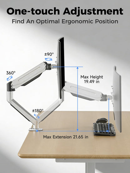 Suptek Single Monitor Mount,Adjustable Gas Spring Monitor Arm Desk Mount Stand Fits 17 20 22 23 24 26 27 32 33 35 36 inch,Holds up to 25 lbs, Silver(MD9S)