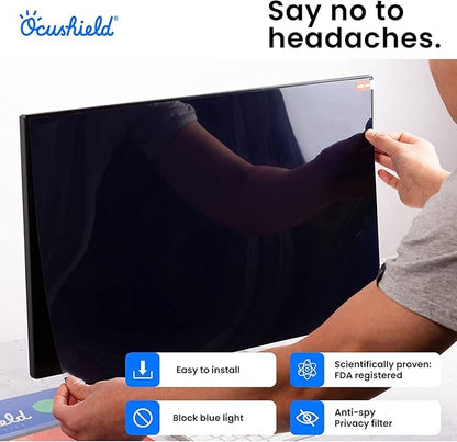 Ocushield 23.6” Premium Anti Blue Light Screen Protector with Privacy Filter for Laptops and Computer Monitors - Anti-Glare - Easy Install - Anti-Fatigue (522 x 294 mm)