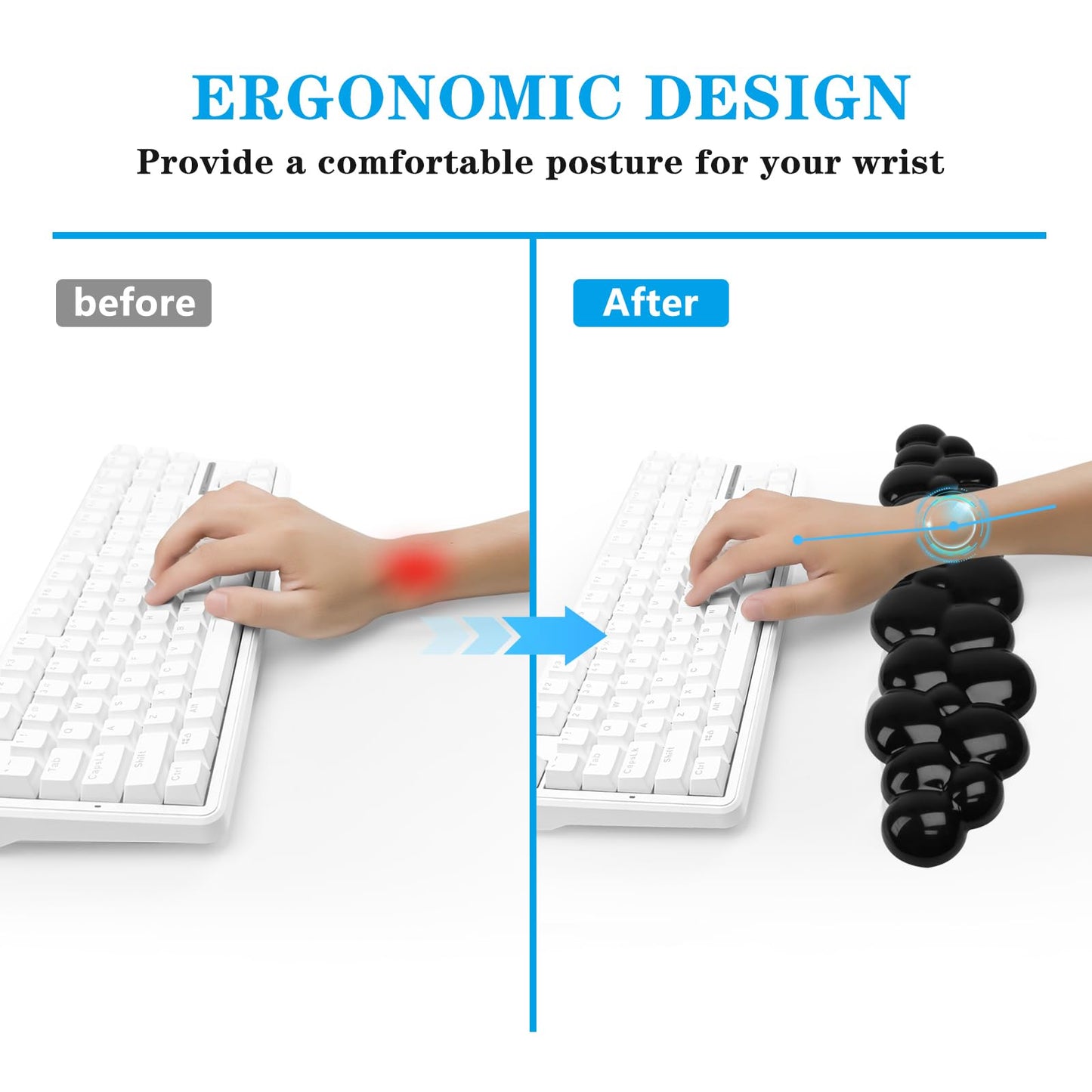 Gel Cloud Keyboard Wrist Rest, Cute Wrist Support and Arm Support Keyboard Rest for Keyboard Typing Pain Relief，Suitable for Office/Computer/Laptop/Gaming（Keyboard Wrist Rest Black ）