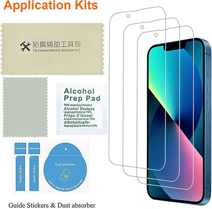 Anti Blue Light Screen Protector for iPhone 16e iPhone 14 iPhone 13 iPhone13pro [3 Pack] 6.1" 9H+ Anti Blue Light Tempered Glass, Anti-Scratch, Case Friendly