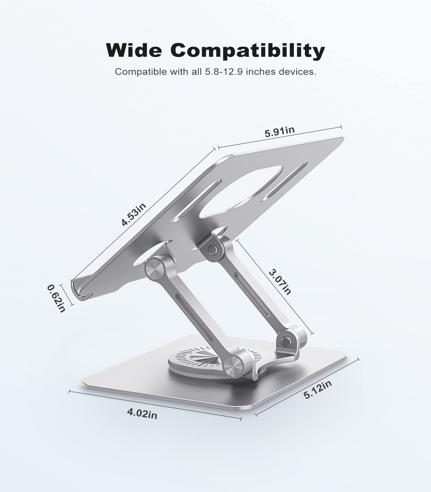 JOIOT Adjustable Tablet Stand for Desk, Foldable Portable Holder