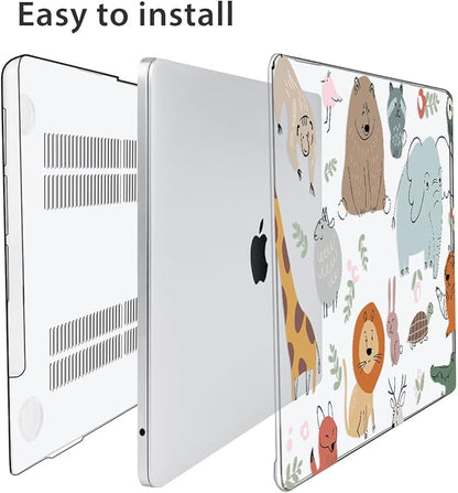 Compatible with 2025 2024-2022 MacBook Air 13 inch Case M4 A3240 M3 A3113 M2 A2681, Hard Shell&Keyboard Cover&Screen Film&Webcam Cover for New M4 Mac Air 13.6 inch with Touch ID, Cute Animal