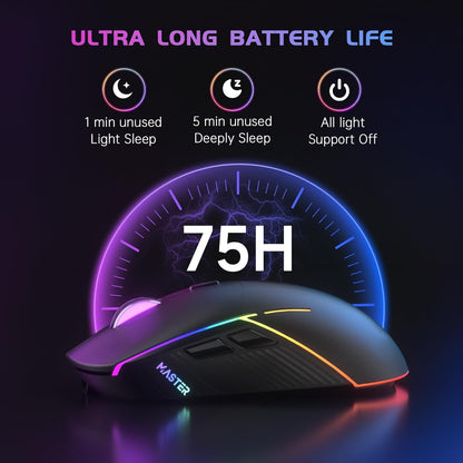 FFJ Wireless Gaming Mouse, 24000 DPI, Rechargeable Gaming Mice for PC, Mac