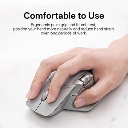 Rapoo MT760 PRO Wireless Mouse, NearLink + Bluetooth 5.0 Multi-Device, 12K DPI, 2K Polling, Ergo for Work & Gaming, 11 Programmable Buttons, On-Board Memory, Quiet Clicks, USB-C, 120 Days Battery Life