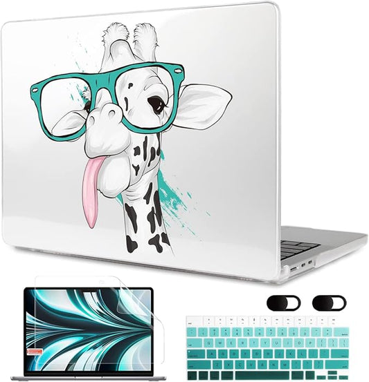 MEEgoodo Case for M5/M4/M3/M2 MacBook Air 13 inch 2026 2025 2024 2022, Fit Model A3449/A3240/A3113/A2681, Case Compatible with MacBook Air 13.6-inch, Funny Giraffe