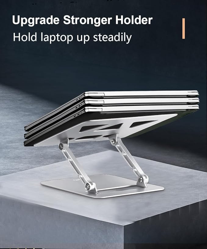 Aoviho Adjustable Laptop Stand for Desk,Portable Laptop Stand Holder and Riser,Foldable Aluminum Notebook Computer Stands for MacBook Air Pro HP Lenovo Dell Samsung Chromebook, 10-15.6 inch, Silver