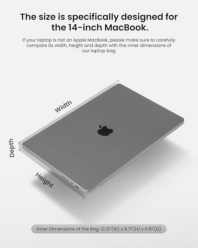 tomtoc 360 Protective Laptop Sleeve Designed for 14-inch MacBook Pro M4/M3/M2/M1 Pro/Max, 13.8'' 2024 Surface Laptop AI PC, Water-Resistant Well-Organized Accessory Sleeve Case with Handle