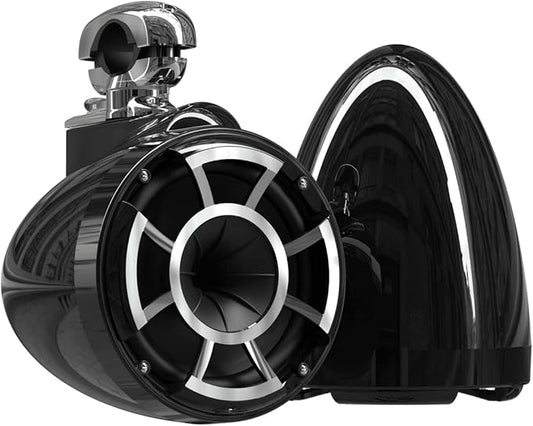 wet sounds Rev 8 Black V2 Revolution Series 8" Black Tower Speakers w/Swivel Clamp Mini