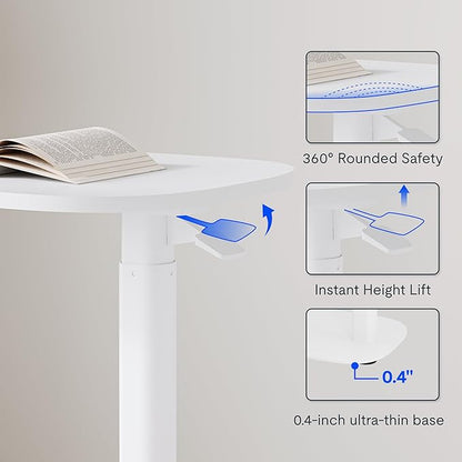 FLEXISPOT Adjustable C Table with Wheels, Mobile Snack Side End Table Sofa Couch Bedside Table Laptop Cart TV Tray Night Stand Small Space Side Table(23.6" W x 13.8" D,White)