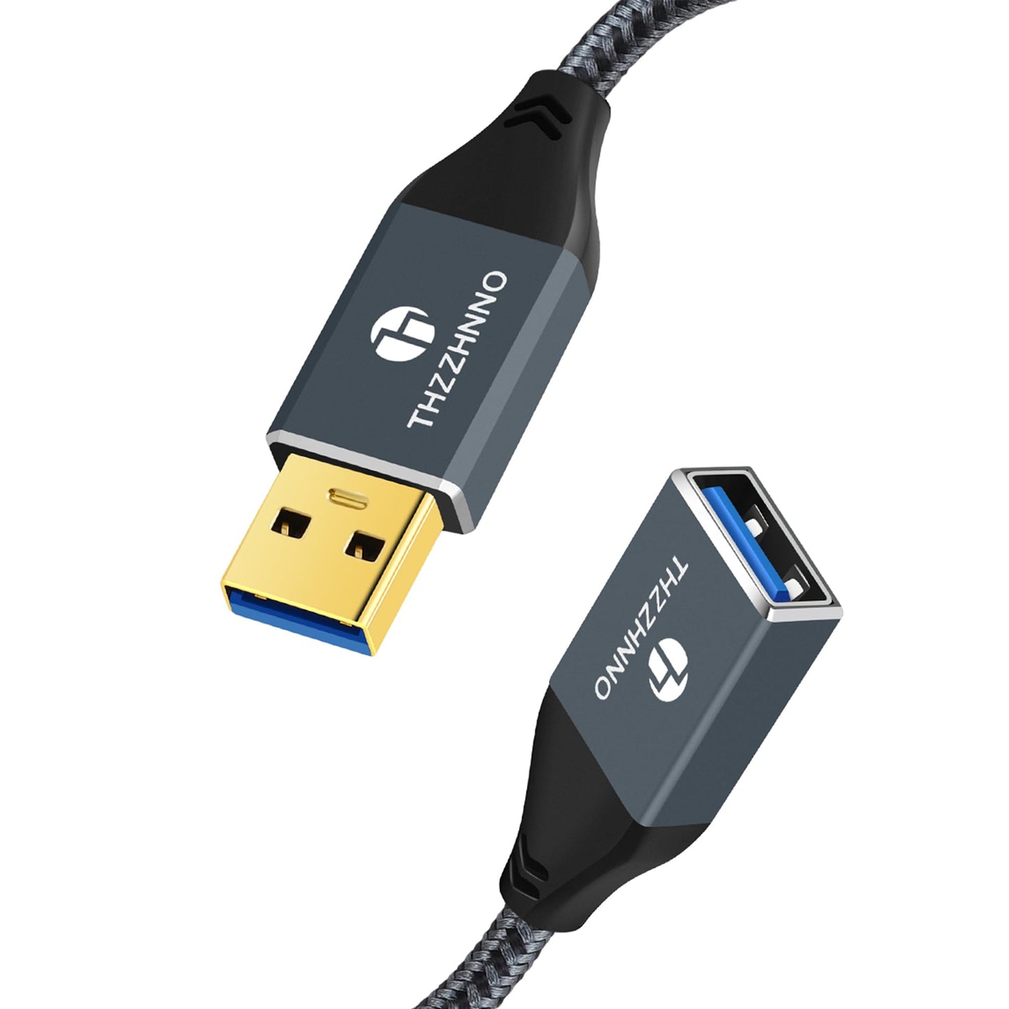 Thzzhnno USB 3.0 Extension 6.6FT, USB Male to Female USB 3.0 Extender Cable for Webcam, Camera, Phone, USB hub, Mouse, Keyboard, Printer, Hard Drive, Headset