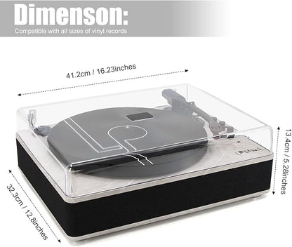 LP&NO.1 Record Player wirelessTurntable with Built-in Speakers and USB Play&Recording Belt-Driven Vintage Phonograph Record Player 3 Speed for Entertainment and Home Decoration(Light Gray)