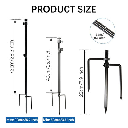 Trail Camera Mount,Height Adjustable (15.7"-28.3") & 360° Rotating Stake,Dual-Mode Base for Soft/Hard Ground Post,Game Cam Stand with 1/4"-20 Thread, Metal pole for Solar Panels,Hunting,Wildlife.3Pcs