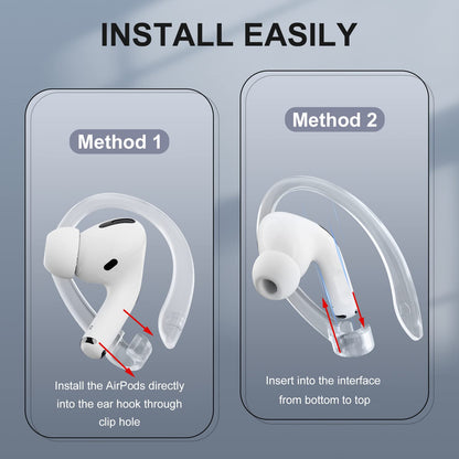 ICARERSPACE 2 Pairs Ear Hooks for AirPods Pro 2 1 AirPod 4-1, Transparent