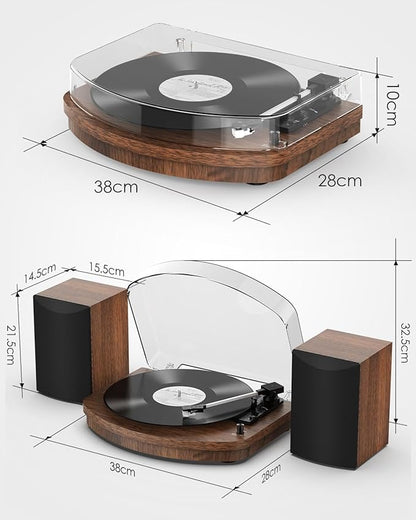 Retrolife Vinyl Record Player with External Speakers AT-3600L Cartridge
