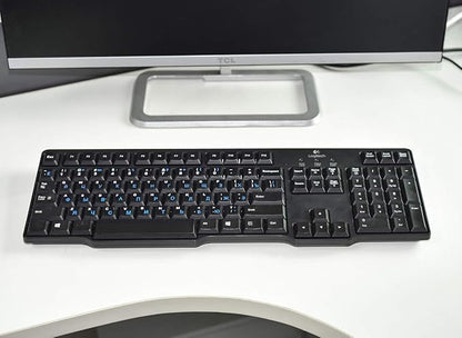 2PCS Russian Keyboard Stickers, Cyrillic Keyboard Letters Replacement Sticker Blue Font with Black Background for PC Computer Laptop Notebook Desktop, Russian-English Keyboard Alphabet Stickers