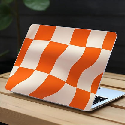 Compatible with MacBook Air 13.3 13.6 Inch Case 2022 2021 2020 2019 Plastic Hard Shell Case Cover,13.3 Air (A1932/A2179/A2337), Orange and White Checkered Flag
