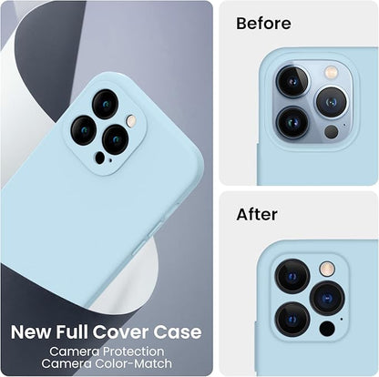 FireNova Designed for iPhone 13 Pro Case, Silicone Upgraded [Camera Protection] Phone Case with [2 Screen Protectors], Soft Anti-Scratch Microfiber Lining Inside, 6.1 inch, Sky Blue