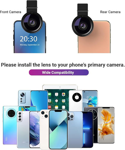Apexel Phone Camera Lens, 2 in 1 Cell Phone Clip-on Lens Kit 0.45X Wide Angle Lens 140°+ 12.5X Macro Lens Clip-on iPhone Lens for iPhone Samsung and Most of Android Smartphone