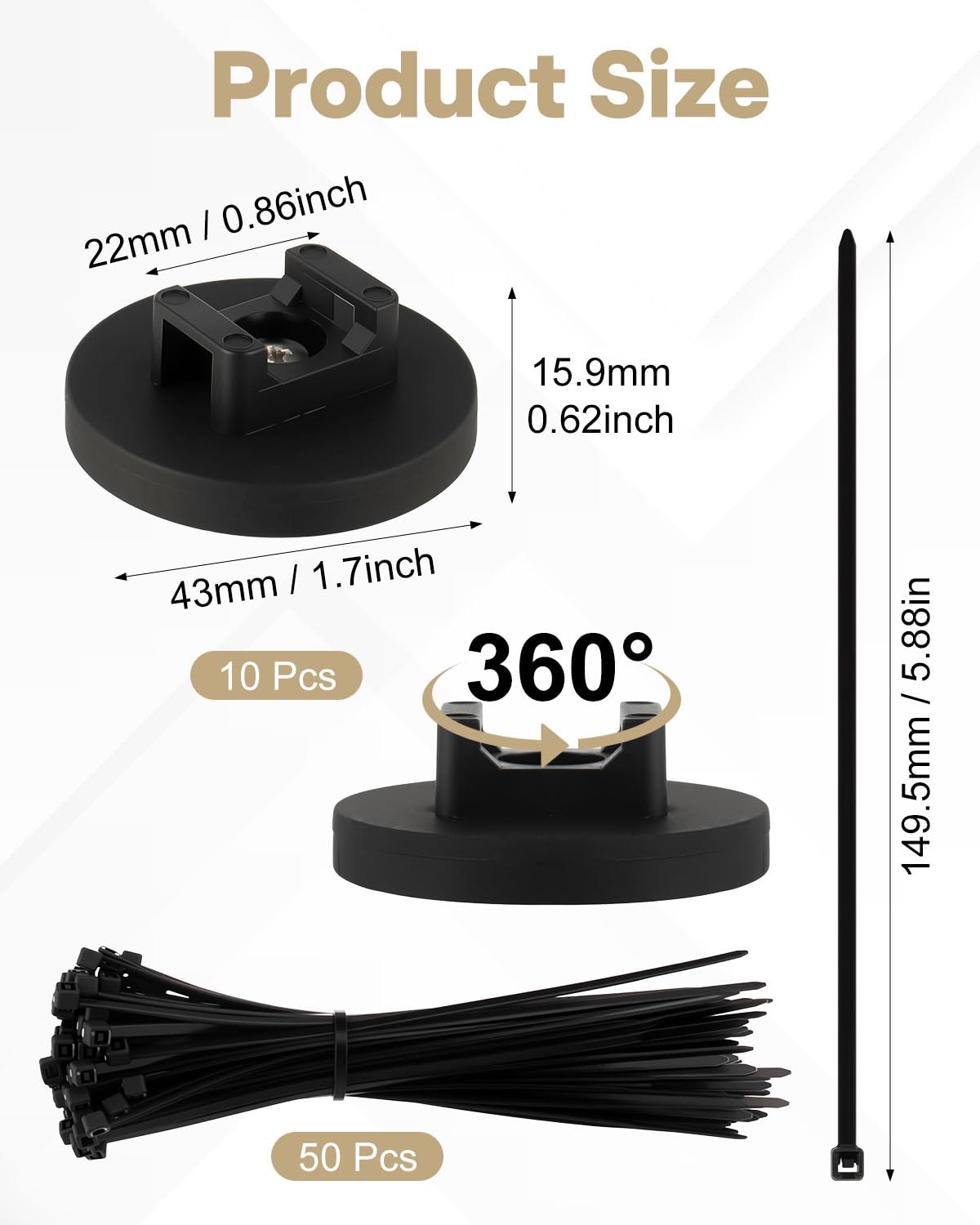 Alffun Magnetic Zip Tie Mount Wire Cable Holder
