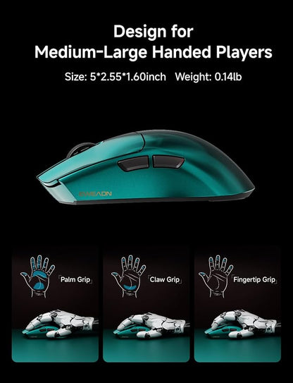 S9 Max Wireless Gaming Mouse, 59G Ergonomic Computer Mouse, Triple Modes, 8K Polling, 26K DPI, PAW3395 Optical Sensor, Kailh Switch, 250h Battery Life, Programmable for PC/Win/Mac(Green)