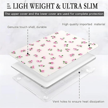 Compatible with MacBook Air 13.3 13.6 Inch Case 2022 2021 2020 2019 Plastic Hard Shell Case Cover,13.3 Air (A1932/A2179/A2337), Pink Rose