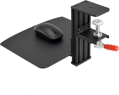 Metal Clamp-on Adjustable Computer Mouse Pad and Device Holder for Desks, Metal Computer Mouse Desk Mount Pad, 10.63" x 8.66" Ergonomic Desk Extender Tray, Fits up to 4 Inch Desktops, Black