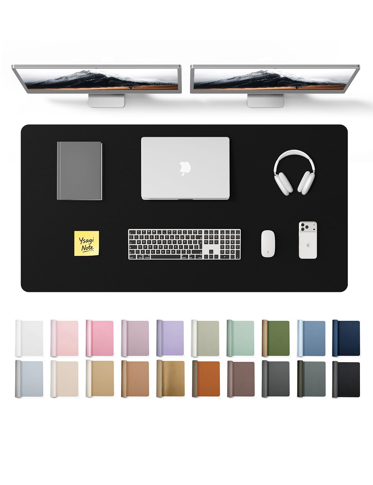 YSAGi Leather Desk Protector, Office Mat, Large Mouse Mat, Non-Slip PU Leather Blotter, Laptop Desk Pad, Waterproof Writing Pad for Office and Home (Brown, 47.2" x 23.6")