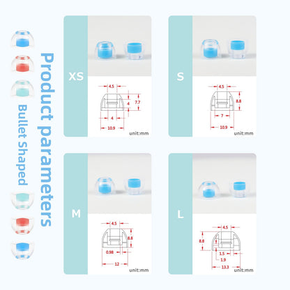 OKCSC 2 Pieces Soft Liquid Silicone Replacement Eartips,Breathable Eartips,Replacement Accessories with Box for Sleep,Study,Travel,Work,Daily Commute,Office,Bowl Type(1 Pairs/L/Blue/No Earphone)