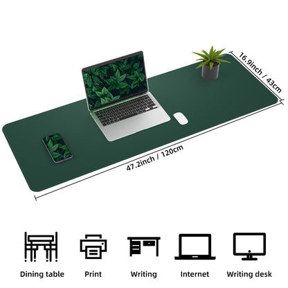 AFIING Leather Desk Pad Protector, Large Desk Mat with Natural Cork & PU Leather, Mouse Pad, Non-Slip, Waterproof Desk Writing Pad for Office and Home (Dark Green)