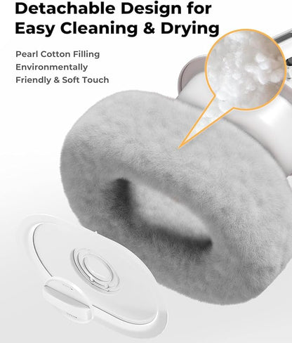 Kindle Pillow Stand – Soft Grey Fuzzy Tablet Holder with Storage Bowl, Hands-Free Lap Stand for Bed, Couch – Compatible with Kindle, iPad, Phones & E-Readers (Gray)