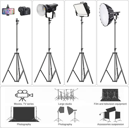 Aluminum Alloy Light Stand 9.5 Feet/2.8m Adjustable Spring Cushioned Photography Tripod for Photo Studio Speedlight Flashes, Ring Light, Photographic Equipments Thickening Flash Stand, 2 Pack