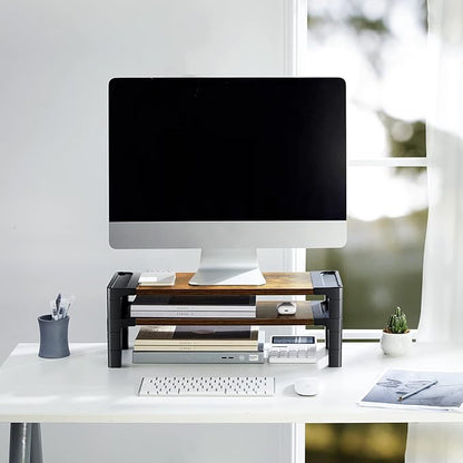HUANUO Monitor Stand Computer Riser, Monitor Stand for Desk with Adjustable Height and 2 Platforms, Ergonomic Computer Riser, Monitor Riser for Laptops and Monitors, HNMS04V