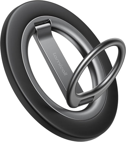 Lamicall 2025 [Stable Dual-Hinge] Magnetic Phone Grip Stand for MagSafe, Finger Ring Holder Phone Kickstand [Super Magnet] 360° Rotation Ring, Mag Safe Accessories for iPhone 16 15 14 Pro Max, Android