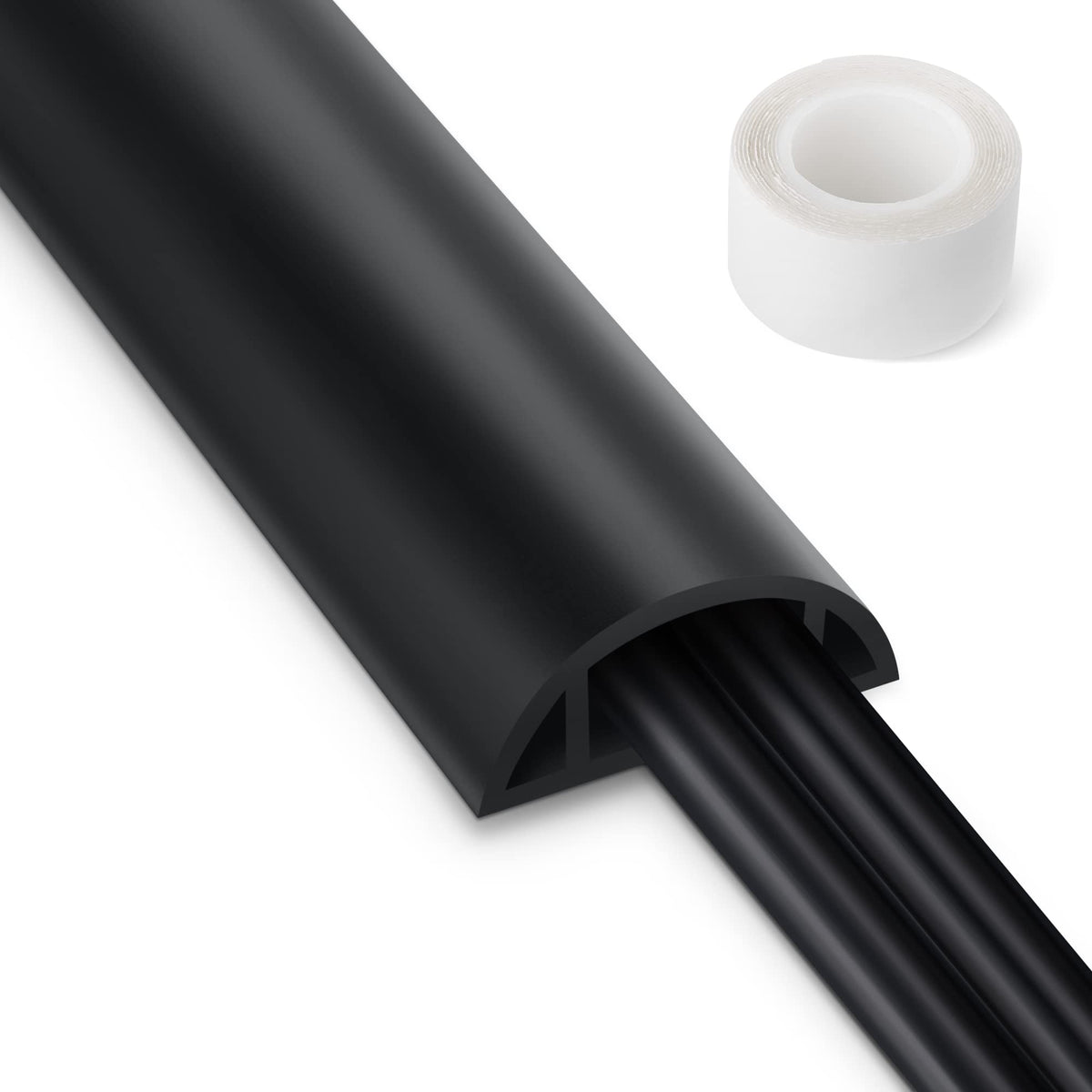 LZEOY 4ft Cord Cover for Wires on Floor, Grey Extension Cable Management, Hide Electrical Hider Protector, Cable Cavity: 0.78" W x 0.32" H