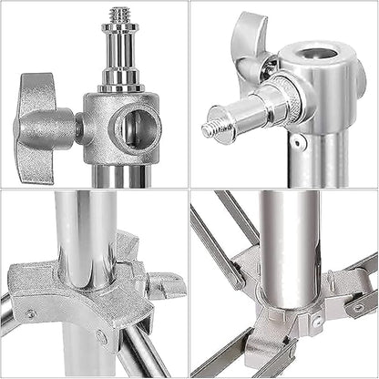 Stainless Steel Photography Video Tripod Stand, Spring Cushioned Heavy Duty Tripod Stand, 9.5ft/2.8m, Universal Adapter for Photography Studio Monolight Reflector Portrait