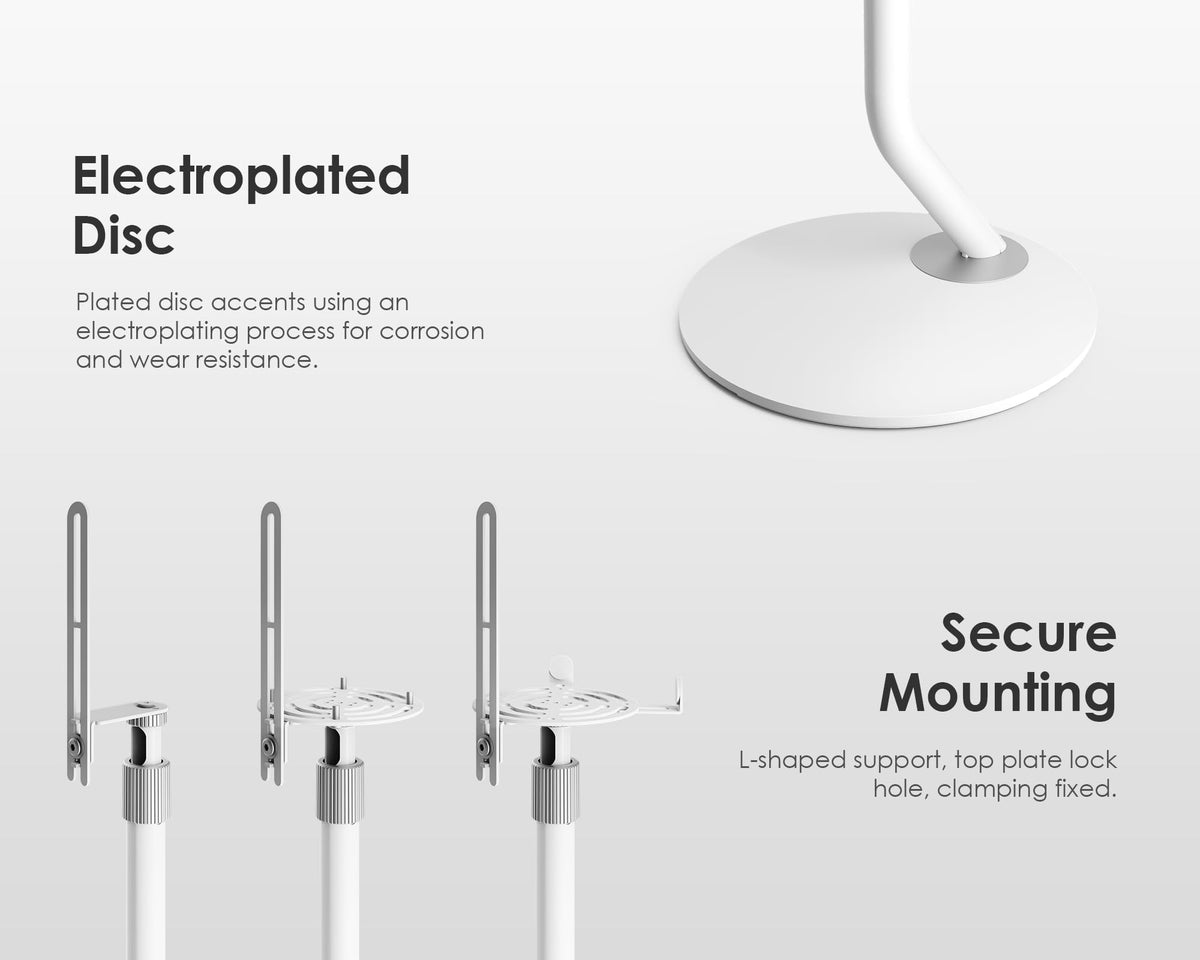 FITUEYES Universal Speaker Stand Pair, with Height Adjustable, White,1 Pair
