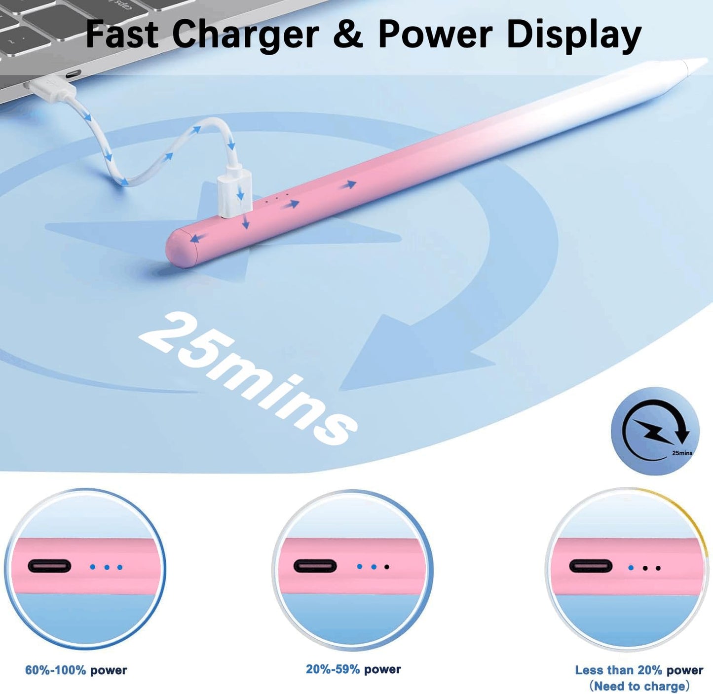 Stylus Pen for Apple iPad(2026-2018),Tilt Sensitivity Palm Rejection Fast Charge Stylus Pencil,Apple i Pad Pencil for iPad 11/10/9/8/7/6th,Pro 13/12.9/11(M5/M4),Air 13/11(M4/3/2),Mini 7/6/5th,Magnetic