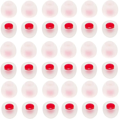 36 Pieces Small Earbud Tips Soft and Comfortable Ear Bud Replacement Pieces Silicone Fit Most in-Ear Headphones，Inner Hole 3.8mm -5.5mm，Small White and Red Replacement Eartips