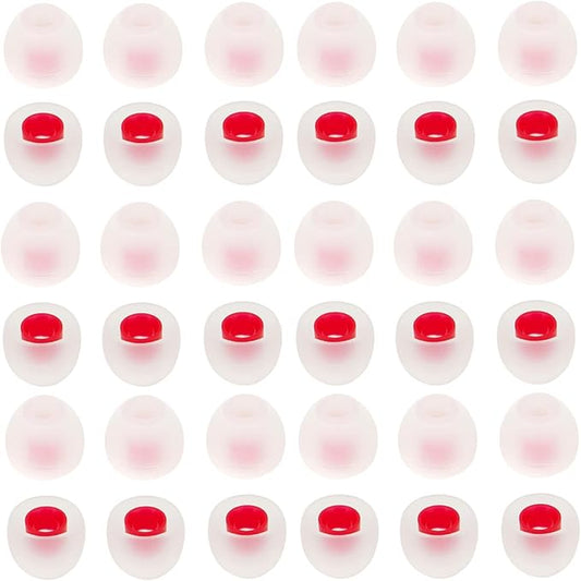 36 Pieces Small Earbud Tips Soft and Comfortable Ear Bud Replacement Pieces Silicone Fit Most in-Ear Headphones，Inner Hole 3.8mm -5.5mm，Small White and Red Replacement Eartips