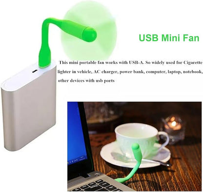 Mini USB Fan, Portable Pocket Fan USB-A Powered Little Cooler, Quiet Operation, for Home Office Car Outdoor Travel- 4 Pack (Green)