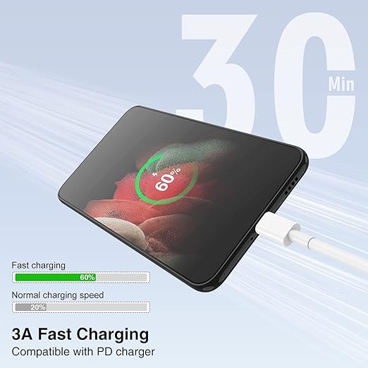 2-Pack 10FT 60W USB C to USB C Cable, Type C to Type C Cable,Fast Charging Cable Compatible with iPhone 15/Plus/15 Pro/Pro Max，Samsung Galaxy S23 S22, iPad Pro, MacBook Air and More